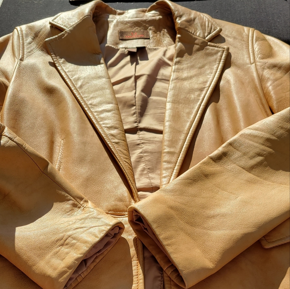 🇨🇦 Gorgeous Danier leather jacket | classic camel colour | blazer-style | Sz S - Picture 13 of 13